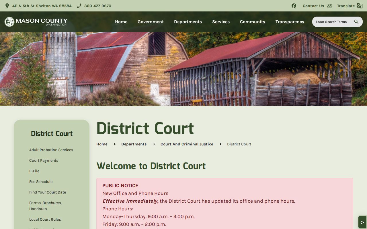 Mason County District Court warrant-record reference page