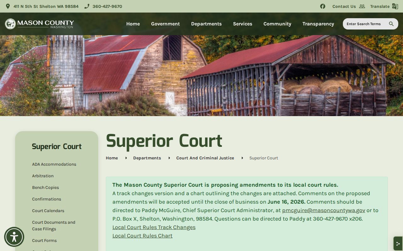 Mason County Superior Court warrant-record reference page