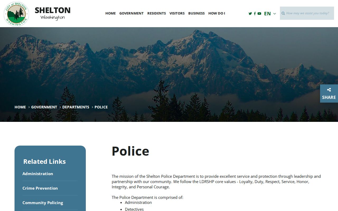 Shelton Police Department official record source for Shelton arrest records